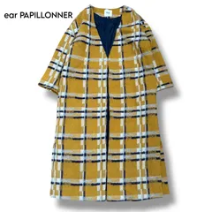 【ear PAPILLONNER 】チェック×イエロー ノーカラーコートのサムネイル