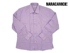 本物保証 イタリア直輸入 送料無料 国内即発送 ナラカミーチェ Yシャツ NARACAMICIE メンズ パープル系カラーXホワイト 織り柄 ワイシャツ (パープル系 Yシャツ)のサムネイル