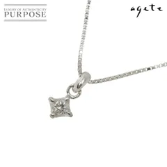 アガット agete ダイヤ 0.05ct ネックレス 40cm K18 WG ホワイトゴールド 750 Diamond Necklace 90292138