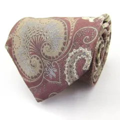 ニナリッチ ブランド ネクタイ 総柄 ペイズリー 幾何学模様 シルク PO  メンズ ブラウン NINA RICCI 【中古】