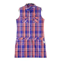 サイズ：L LE COQ GOLF ルコックゴルフ  ノースリーブ ワンピース チェック柄 ブルー系 [240101487824] ゴルフウェア レディース ストスト