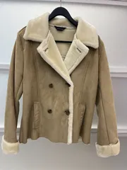 N 処分価格【中古品】レディース ムートンコート ショート ベージュ ブラウン おしゃれ