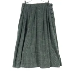 美品 niko and... ニコアンド チェック柄 ミモレ丈 ギャザースカート 4 グレー系 レディース 古着