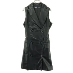 ZARA ザラ ノースリーブ ベスト XS ブラック フェイク レディース 古着