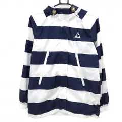 ルコックゴルフ ジャケット ネイビー×白 ボーダー 裏地メッシュ フード付 ロゴ刺しゅう  レディース M ゴルフウェア le coq sportif