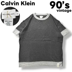 90s カルバンクライン ジーンズ Calvin klein JEANS 半袖 リブ Tシャツ M 灰