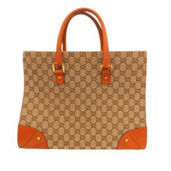 ≪値下げ≫【中古】GUCCI グッチ トートバッグ GGキャンバス 茶色 ブラウン 型番:120897  レディース ブランドバッグ GG柄 スタッズ ジャガード×レザー A2404853  【無料ギフトラッピング承ります】