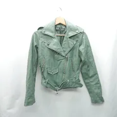 ◇ ◎ ⊇ ZARA ザラ 長袖 ライダースジャケット サイズXS グリーン系 レディース E  【1411280014554】