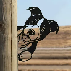 【在庫処分】シルエット インテリア 北欧 お洒落 庭 芝生 園芸用品 ホーム飾り 園林 ガーデンオブジェ 透かし彫り 覗いドッグ 黒鉄 (犬型) ガーデンオーナメント ガーデン置物 屋外 ガーデニング雑貨 金属製 プレート 飾り ガーデン 犬 MrMrKura