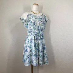 【アプワイザーリッシェ】ワンピース　白　2　M　フリル レース 花柄 りぼん ミニスカート 短丈 Y2K　フェアリーグランジ　森ガール