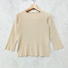 Mila Owen ミラオーウェン オーガニック リブ 七分袖 ニット ボートネック アイボリー Sサイズ ◎_〇□☆.