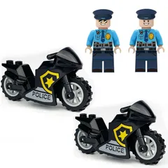 【オート バイク 2台＋ 警察官 2体】レゴ 互換 ポリス ブロック ミニフィグ