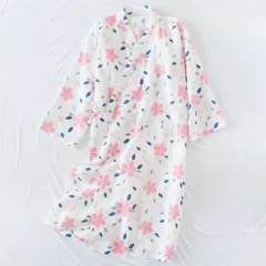 ☆ フラワー×ホワイト ☆ Mサイズ ☆ 甚平 パジャマ 浴衣 寝巻き  甚平 パジャマ 浴衣 寝巻き 柄 ゆかた 寝間着 寝巻 部屋着 ルームウェア ナイトウェア 和風 和 前合わせ 前開き 膝丈 ひざ丈 綿 コットン 通気性 涼しい 夏