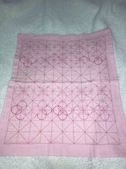 【送料込】完成品　刺し子　ふきん　花文様　38×35
