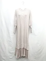 ◇ ⊇ nano universe リブニット ハイネック 裾フレア 長袖 ロング丈 ワンピース サイズ36 ベージュ ピンク レディース E  【1410100028023】