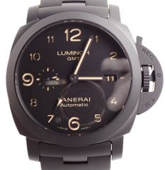 美品 PANERAI(パネライ) トゥトネロ ルミノールGMT PAM01438 CE AT 自動巻き セラミック アイボリー文字 ブラックケース ベルト 黒 メンズ
