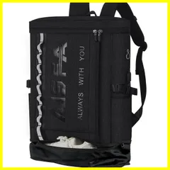 [AISFA] リュック メンズ リュックサック スクエア バックパック 防水17インチ PC ビジネス ラップトップバック USB充電ポート付き 30L アウトドア旅行防災 通勤 靴/弁当収納