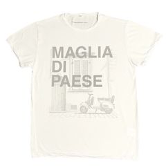 ★新品★ MADE IN ITALY製 MAGLIA 2025年AWモデル 「MAGLIA DI PAESE」 イタリア都市シリーズ プリント クルーネックTシャツ ホワイト M～XLサイズ