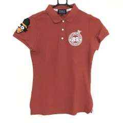 ★特価★パーリーゲイツ 半袖ポロシャツ レッド 袖人参ワッペン 韓国モデル  レディース 1(M) ゴルフウェア PEARLY GATES