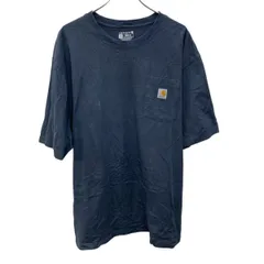 carhartt 半袖 ロゴTシャツ 2XL ネイビー プルオーバー ポケット付き ストリート カーハート 古着卸 アメリカ仕入 a705-5630