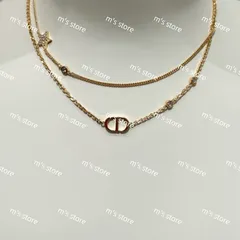 ［極美品］DIOR PETIT CD ダブルネックレス　スター　ラインストーン 早着【Dior☆】PETIT CD ダブル ネックレス☆CDロゴ星クリスタル