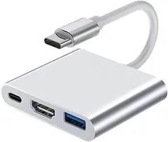 【在庫処分】USB Type C HDMI アダプタタイプ 変換3 in 1 HDMI 変換ケーブル 4K 解像度 ポートUSB 3.0 高速ポートタイプ 100W PD急速充電ポート M-acBook/Phone/Switch/USBCデバイス（シル