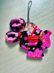 【3】和柄ミニ着物と草履のストラップ＊桜模様／和風小物／ハンドメイド