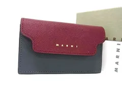 ■新品■未使用■ MARNI マルニ レザー カードケース カード入れ 名刺入れ マルチケース レディース ボルドー系×グレー系 FJ4144のサムネイル
