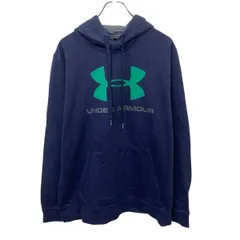 UNDER ARMOUR ロゴスウェット パーカー XL ネイビー系 アンダーアーマー プルオーバー スポーティー 古着卸 アメリカ仕入 a708-6176