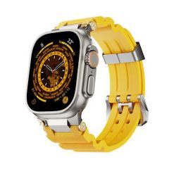 アップルウォッチバンド（Apple Watchバンド）メタルギアシリコンバンド【シルバー×イエロー】42mm/44mm/45mm/46mm/49mm対応 [BELTIES]