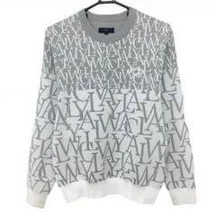 キャロウェイ セーター グレー×白 前面ロゴ総柄 ニット  メンズ M ゴルフウェア 2023年モデル Callaway