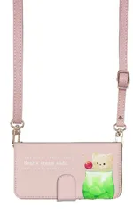 iPhone 17 ProMAX ケース 手帳型 アイフォン17プロマックス スマホケース スマホショルダー レザー ストラップ クマ しろメロンソーダ クリームソーダ かわいい 調節可能 130cm  カラー04