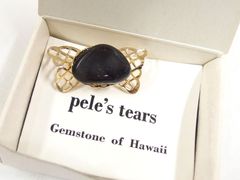 ハワイ Pele's Tear ペレース・ティアース 黒曜石 ブローチ　/　MA1138
