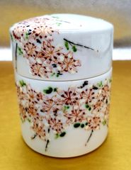 色絵桜図ミニ骨董　黒田一楽作