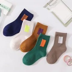 オシャレ北欧スクエア　5足セット　コットン　子供ベビーキッズソックス靴下くつした