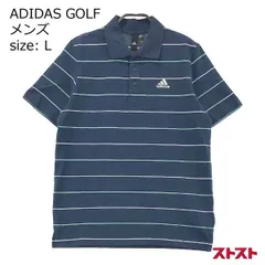 ADIDAS GOLF アディダスゴルフ 2021年モデル 半袖ポロシャツ ボーダー柄 ネイビー系 L ［240001899216］#