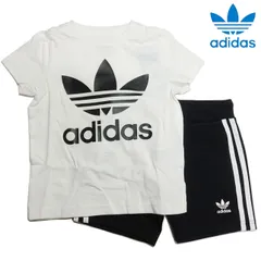 アディダス オリジナルス トレフォイル 半袖Tシャツ&ショーツ ブラックホワイト 上下セット キッズ adidas ED7726