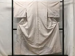 平和屋着物○極上 紬 市松綾織 灰梅色 正絹 逸品 AAAU0267np