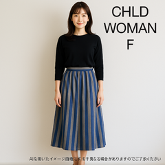 MB0628 【送料無料】　CHILD WOMAN チャイルドウーマン ロングスカート　ストライプ　FREE SIZE 青　グレー　レディース　春　夏　秋　冬