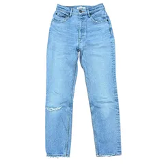 MOUSSY MVS SKINNY 日本製 ストレッチ ハイウエスト テーパードデニム ライトブルー サイズ24 レディースXS マウジー