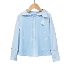 ☆ ポーラーベアー×ブルー ☆ 4XL(140cm) ☆ キッズ ラッシュガード アウター パーカー ラッシュガード キッズ 長袖 長袖ラッシュガード フードあり 接触冷感 吸水速乾 男女兼用 シンプル 冷房対策 軽量 軽い おしゃれ かわいい 涼しい 快適
