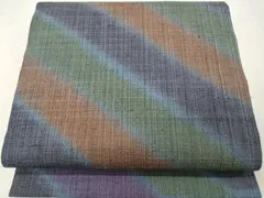 平和屋着物●九寸開き名古屋帯　作家物　紬地　斜線文　正絹　逸品　CAAU1184yk