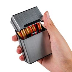 【新着商品】防水 破損防止 防湿シガレットケ 軽量 煙草ケース 煙草 アルミ 保護 20本収納 カバ男女兼用 収容できます 携帯灰皿 メタルシガレットケースは 93MM/55MM タバコケース (ブラック)