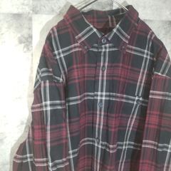 オービス　ビンテージネルシャツ☆　長袖　USA古着　レッド　L　C19