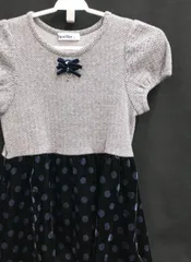 Familiar ファミリア ベロア 切替 フォーマル ワンピース 120cm キッズ こども 子供服 女の子 発表会 結婚式 グレー ブラック 