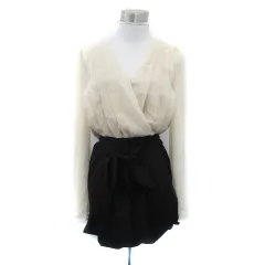 リップサービス LIP SERVICE ワンピース 長袖 ミニ丈 リボンベルト付き 3 M オフホワイト 黒 ブラック /HO8