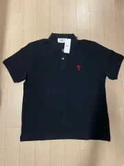 新品未使用！！アミパリス Tシャツ 男女兼用 黒 Mサイズ 正規品 ロゴ刺繍 ami PARIS アミパリス ロゴ クールネック Tシャツ 男女兼用 M