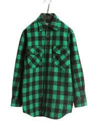 【お得なクーポン配布中!】 エルエルビーン ブロック チェック CPO ウール シャツ メンズ XS / 古着 LLBEAN 長袖シャツ ヘビーウェイト ジャケット ポケット付き 緑 黒
