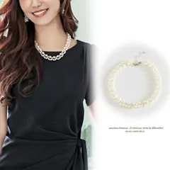 パール ショートネックレス 2連 ネックレス パールネックレス アクセサリー パーティ フォーマル 韓国 送料無料