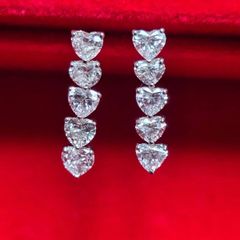 ハートシェイプ ダングル ドロップイヤリング PT900 ダイヤモンド 0.75ct+0.79ct